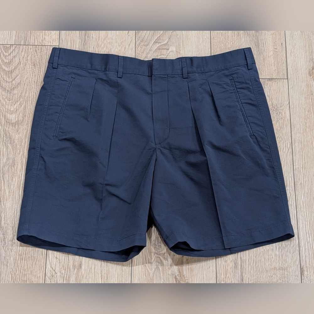 $950 Mens TOM FORD Silk/Cotton Pleated Front Poplin Shorts Navy 54 US 38